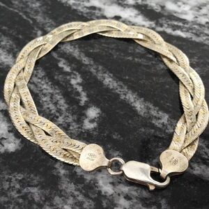Milor Italy Sterling Silver and Gold Plated Braided Bracelet